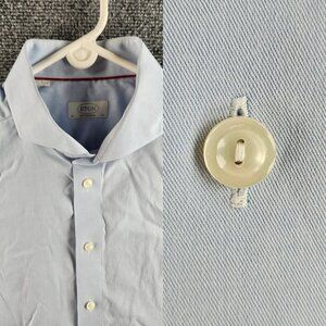 Eton Blue 17.5 Contemporary Button Up Shirt Long Sleeve Men Cotton Designer